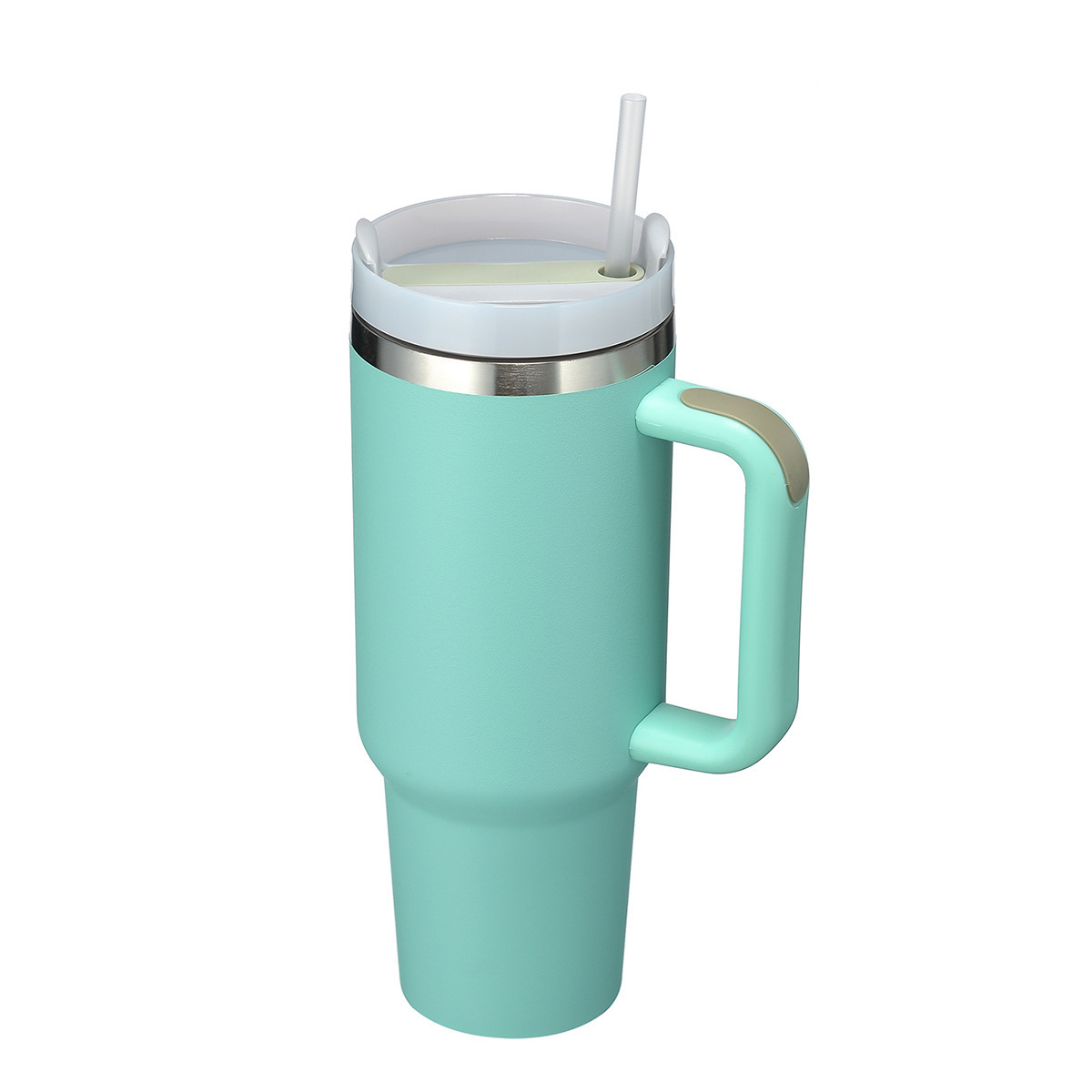 40 Oz. Stainless Steel Tumbler w/Handle and Straw Lid