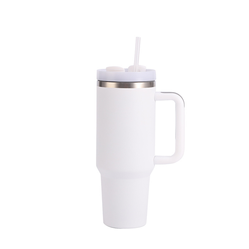 40 Oz. Stainless Steel Tumbler w/Handle and Straw Lid