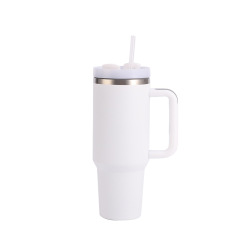40 Oz. Stainless Steel Tumbler w/Handle and Straw Lid