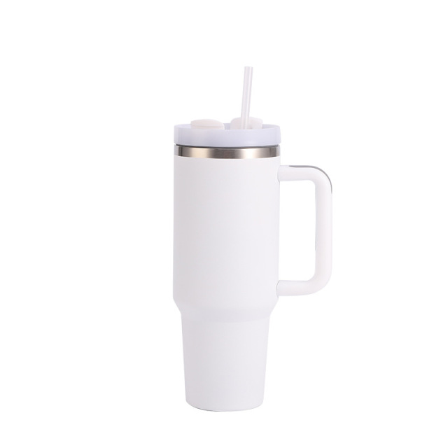 40 Oz. Stainless Steel Tumbler w/Handle and Straw Lid