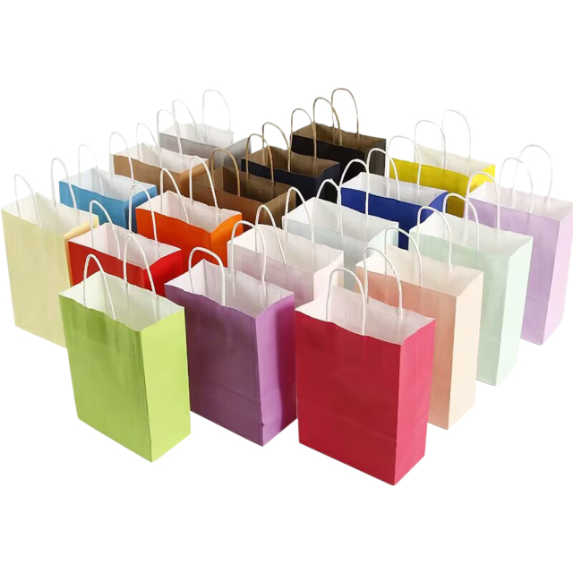 Matte Color Kraft Paper Bags w/Handles