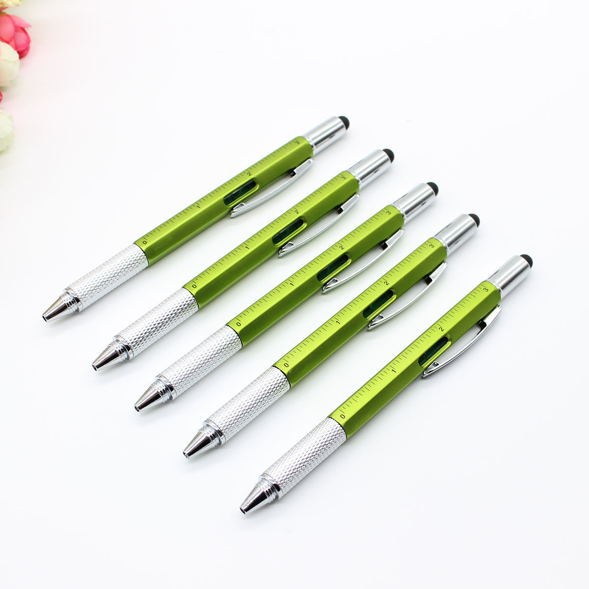 Multi-Tool Ballpoint Pen w/Screw Heads/Ruler/Spirit Level