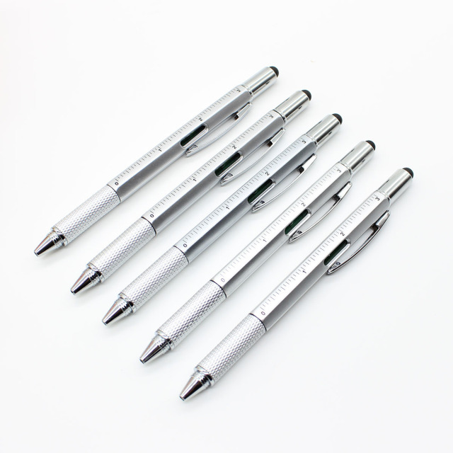 Multi-Tool Ballpoint Pen w/Screw Heads/Ruler/Spirit Level