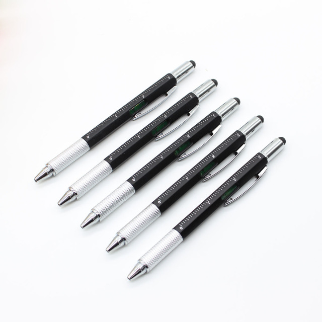 Multi-Tool Ballpoint Pen w/Screw Heads/Ruler/Spirit Level