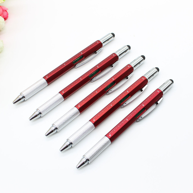 Multi-Tool Ballpoint Pen w/Screw Heads/Ruler/Spirit Level