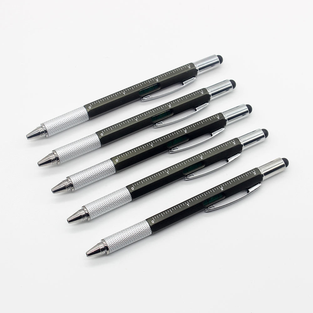 Multi-Tool Ballpoint Pen w/Screw Heads/Ruler/Spirit Level