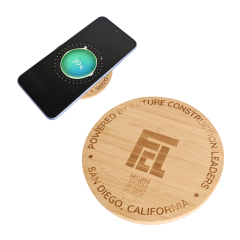 15W Round Bamboo Wireless Charging Pad