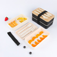 Wheat Straw Lunch Box Set w/Knife Fork Spoon
