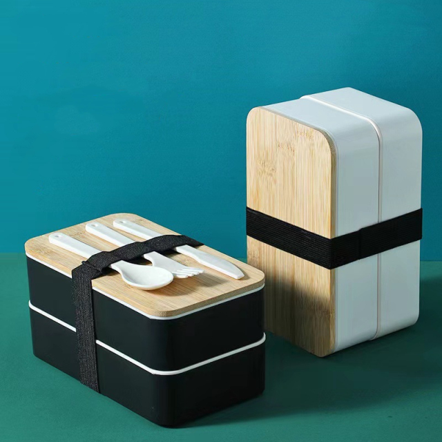 Wheat Straw Lunch Box Set w/Knife Fork Spoon