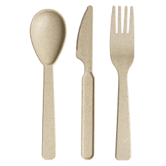 Portable Wheat Straw Tableware Set w/Cotton Bag