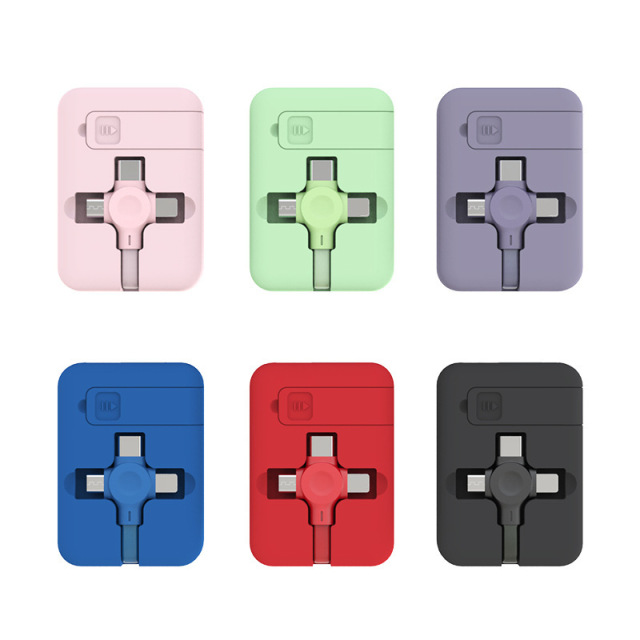Retractable 3-in-1 Charging Cable w/Phone Holder