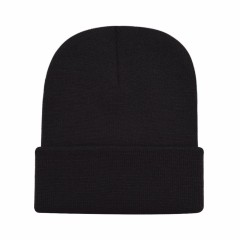 Cuffed Knit Beanie w/Woven Patch