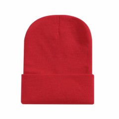 Cuffed Knit Beanie w/Woven Patch