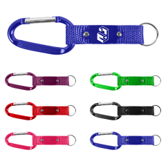 7cm Carabiner Keychain with Woven Strap and Metal Plate