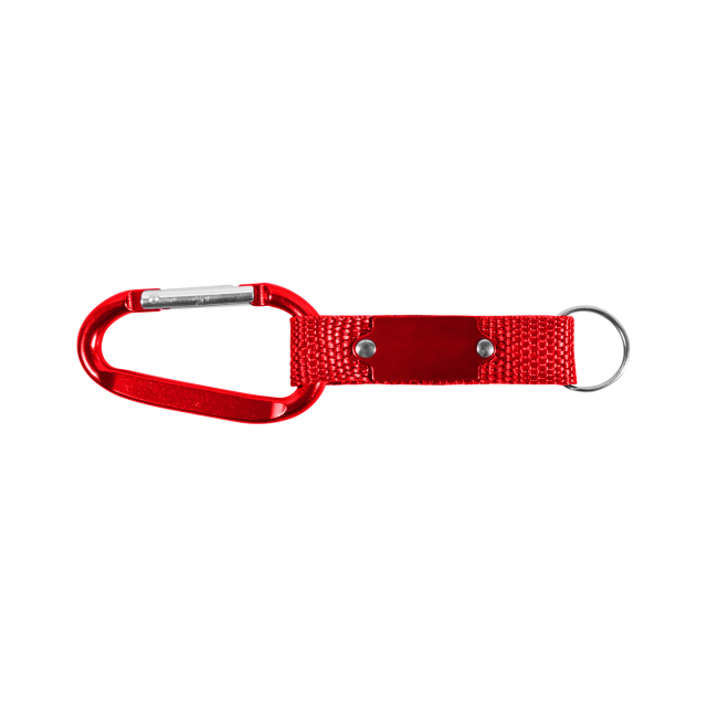 7cm Carabiner Keychain with Woven Strap and Metal Plate