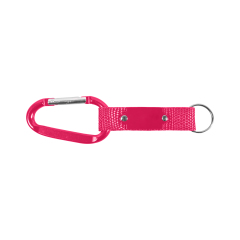 7cm Carabiner Keychain with Woven Strap and Metal Plate