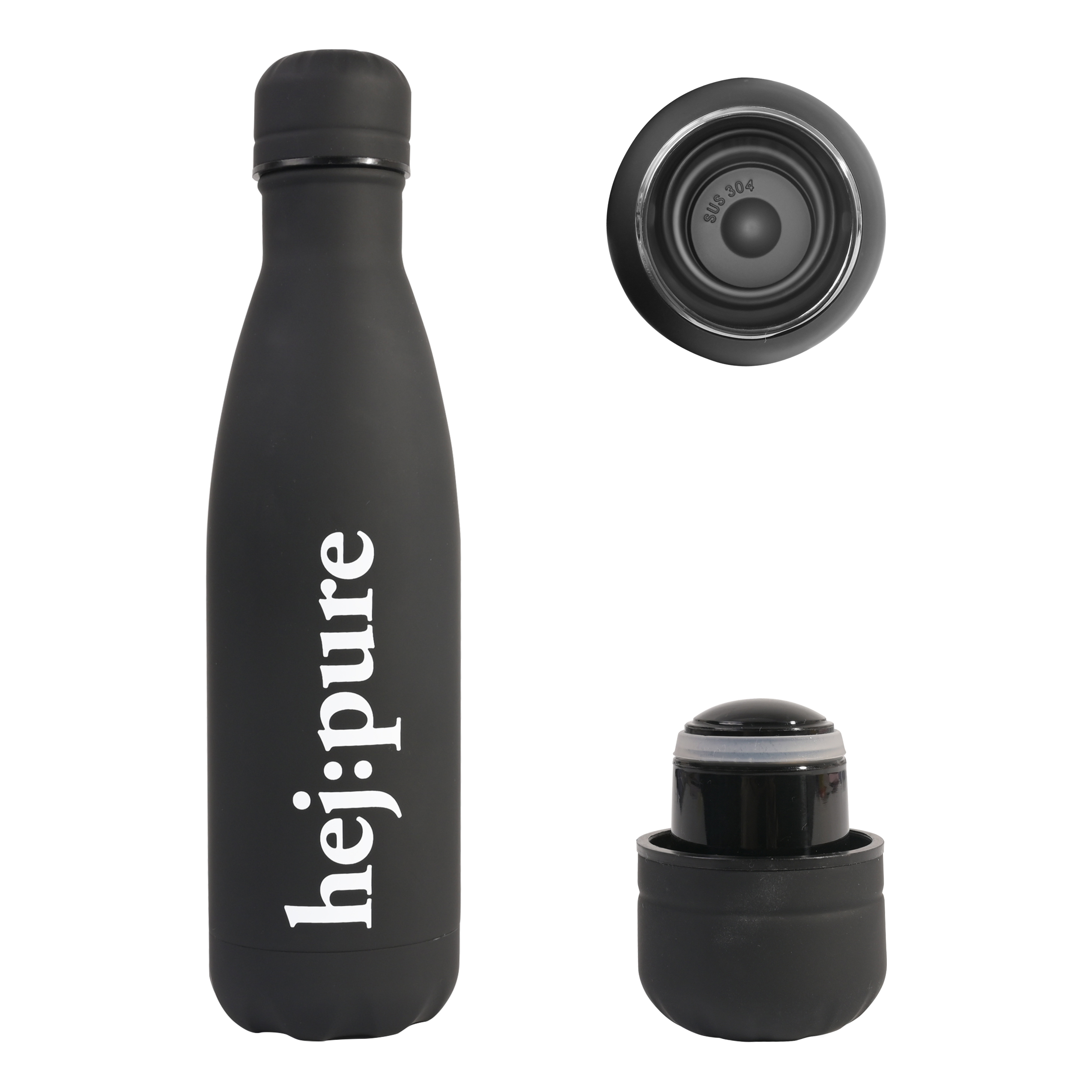 17 Oz. Rubber Matte Stainless Steel Cola Shaped Bottles