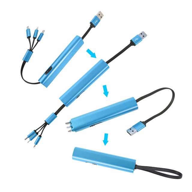 Retractable 3-in-1 Charging Cable Keychain