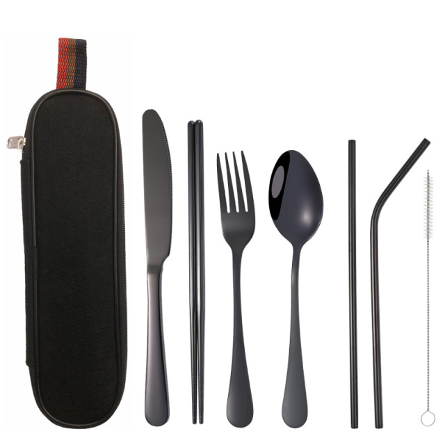 Stainless Steel Tableware Set w/Pouch