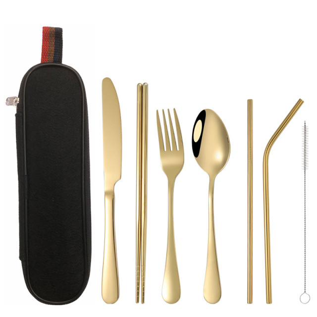 Stainless Steel Tableware Set w/Pouch
