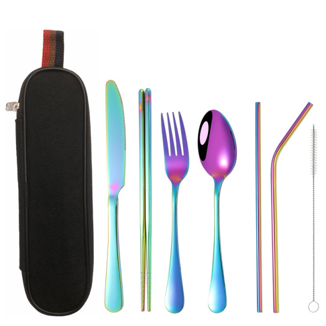 Stainless Steel Tableware Set w/Pouch
