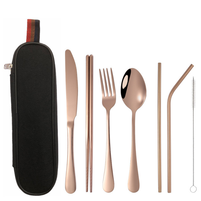 Stainless Steel Tableware Set w/Pouch