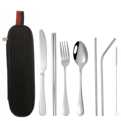 Stainless Steel Tableware Set w/Pouch