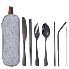 Stainless Steel Tableware Set w/Pouch