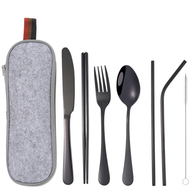 Stainless Steel Tableware Set w/Pouch