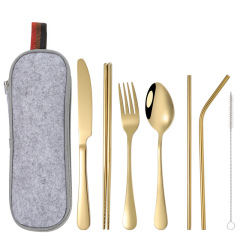 Stainless Steel Tableware Set w/Pouch