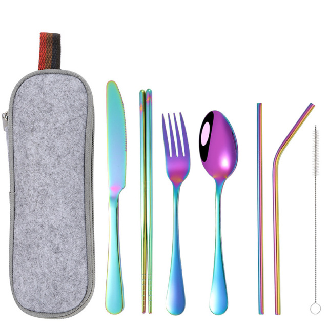 Stainless Steel Tableware Set w/Pouch