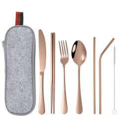 Stainless Steel Tableware Set w/Pouch