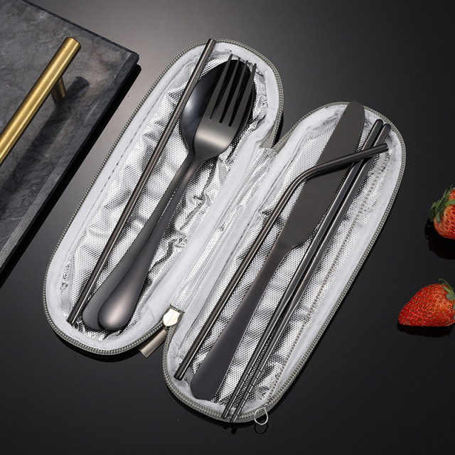 Stainless Steel Tableware Set w/Pouch