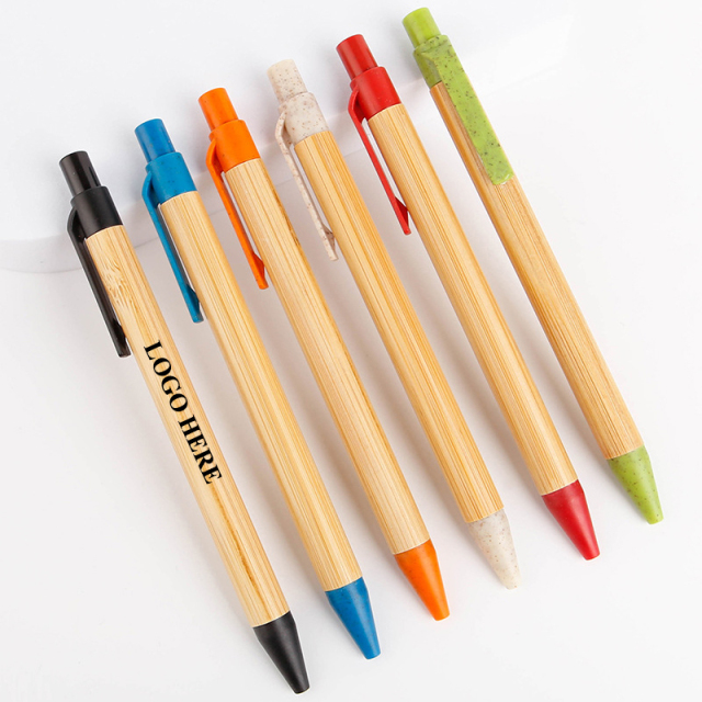 Bamboo Ballpoint Pen w/Wheat Straw Accent
