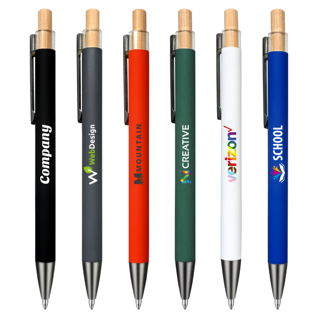 Recycled Aluminum Pen With Bamboo Plunger
