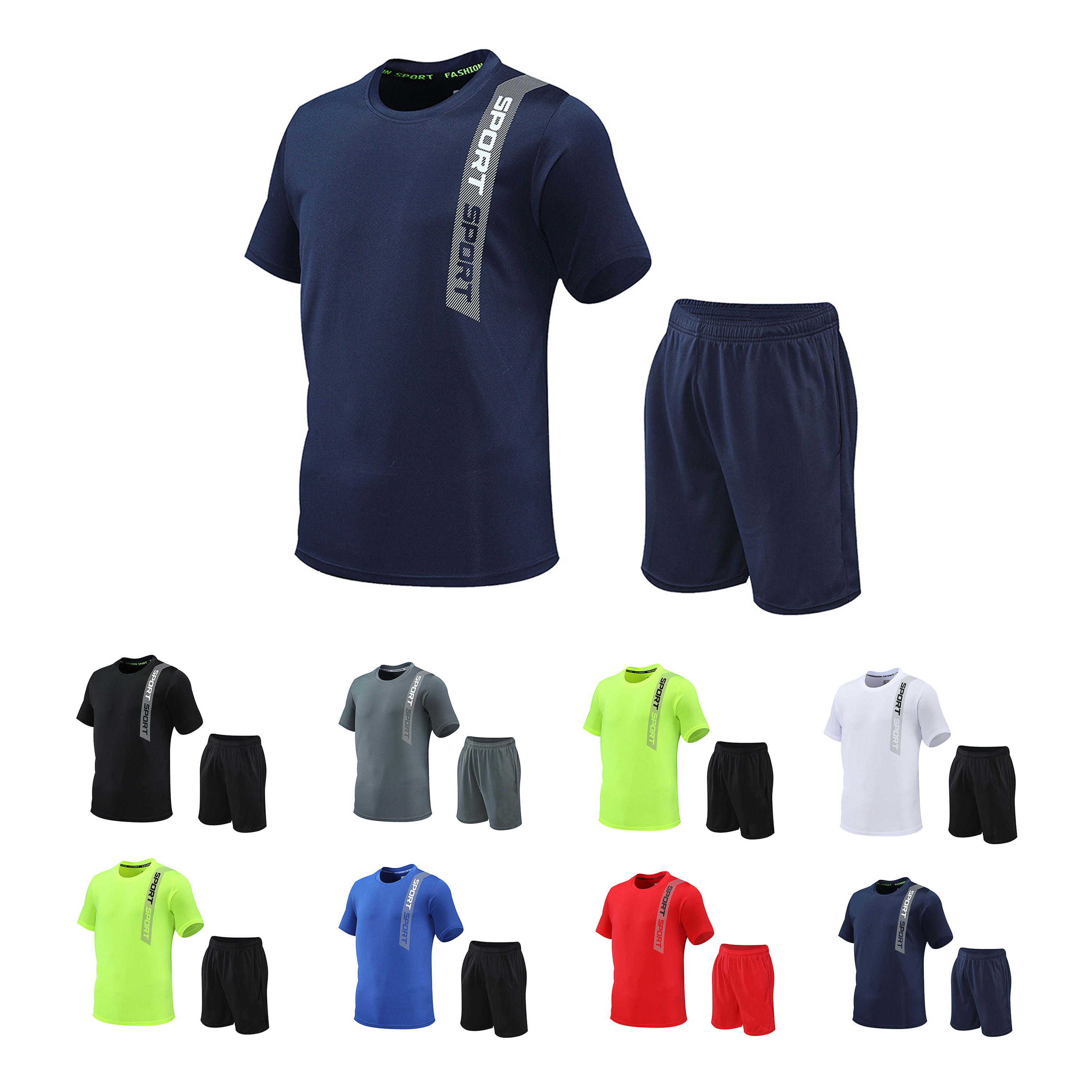 Custom Sublimation Quick Dry Crew Neck Sports T Shirts and Shotrs