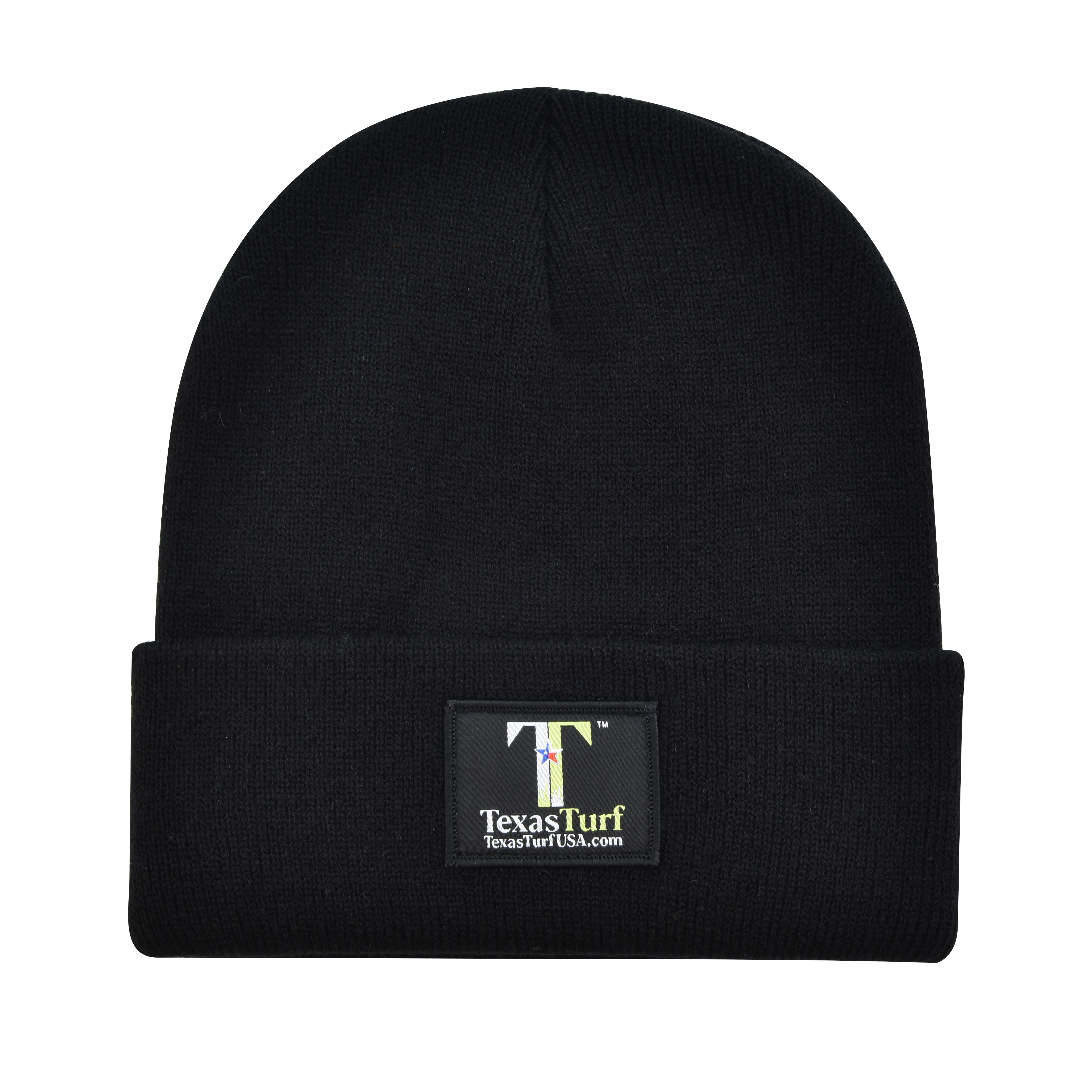 Knit Cuff Beanie w/Woven Patch