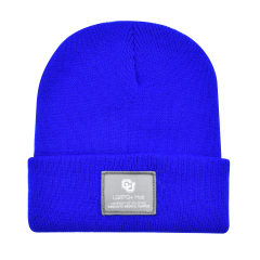 Knit Cuff Beanie w/Woven Patch