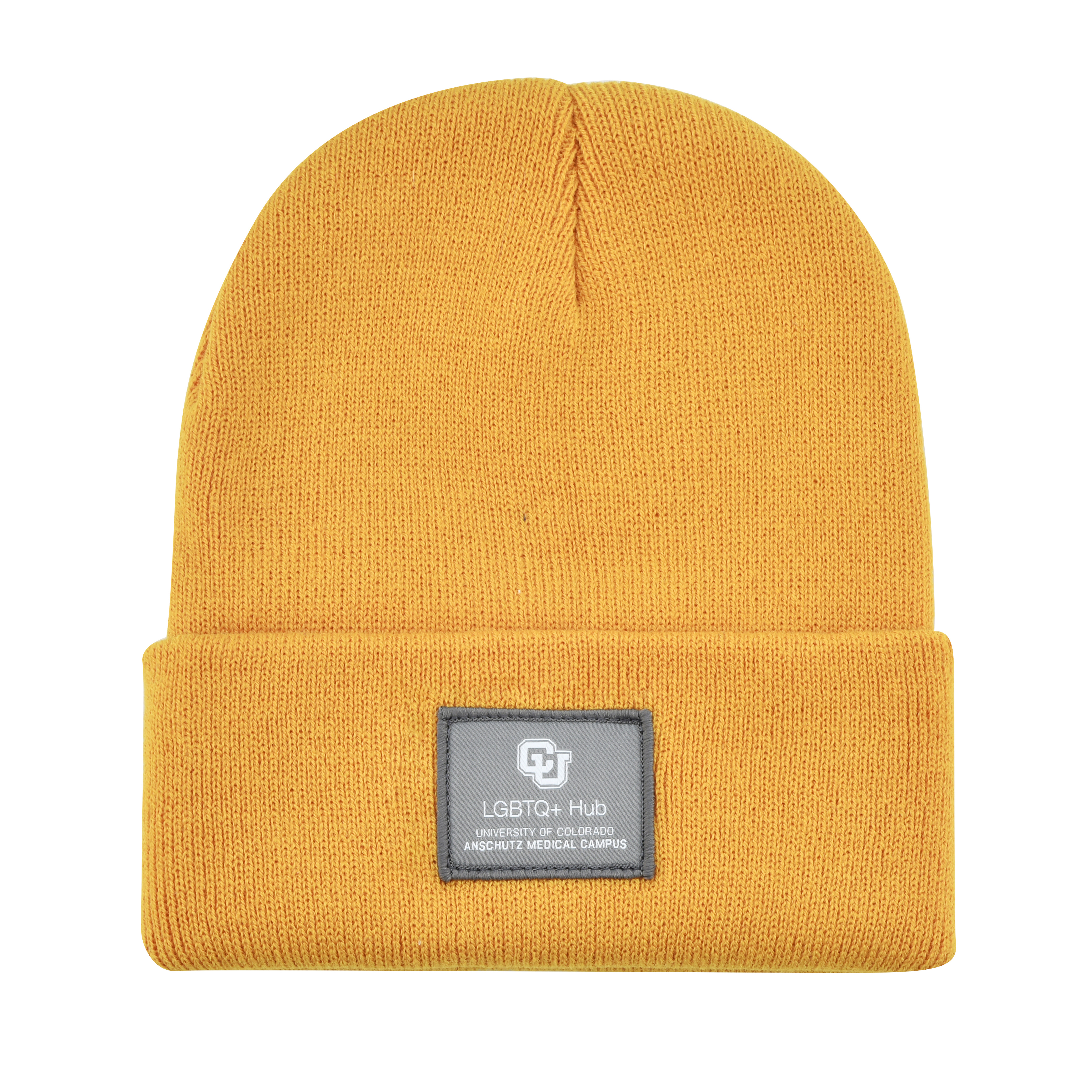 Knit Cuff Beanie w/Woven Patch