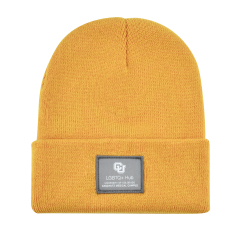 Knit Cuff Beanie w/Woven Patch
