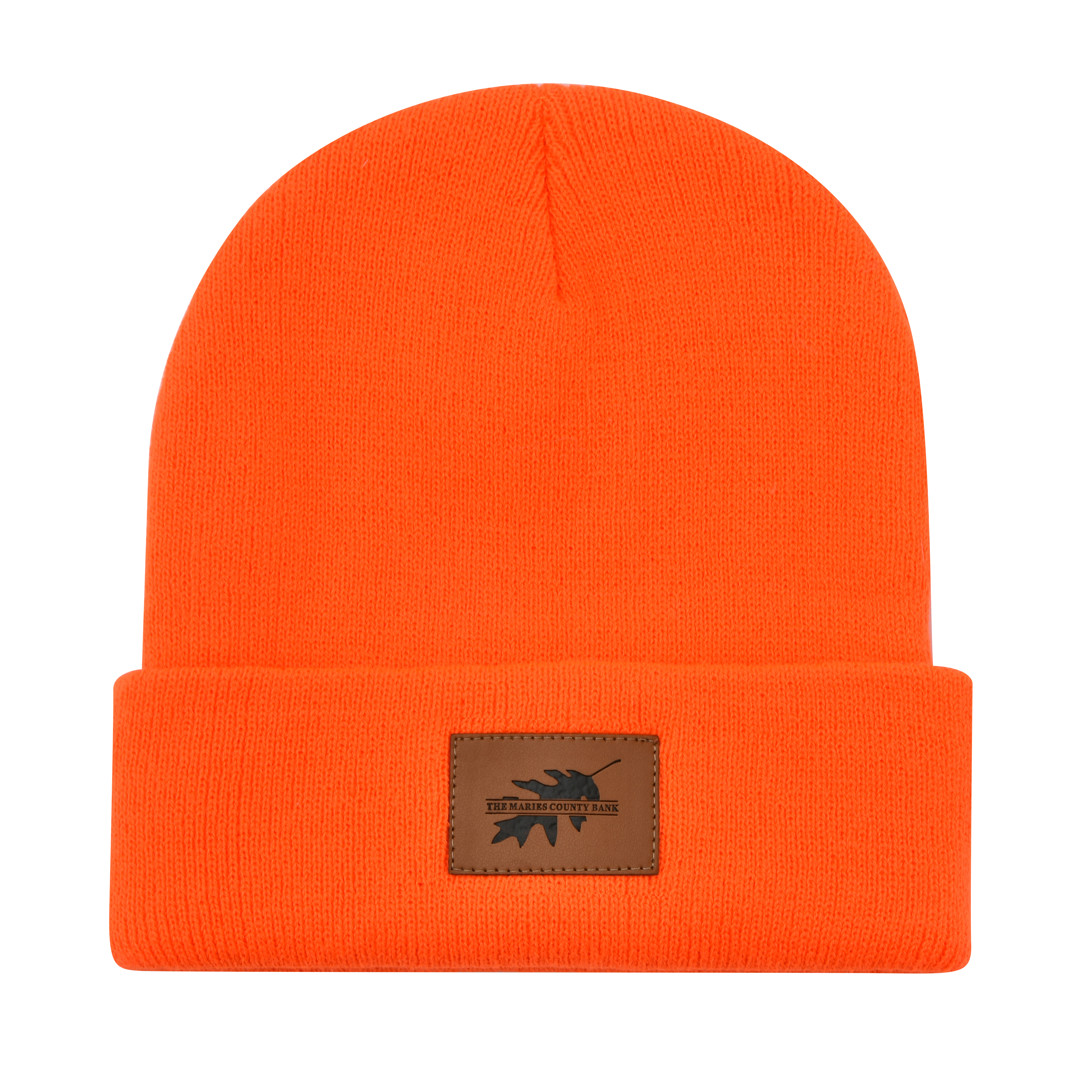 Cuffed Knit Beanie w/Leather Patch