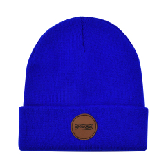Cuffed Knit Beanie w/Leather Patch