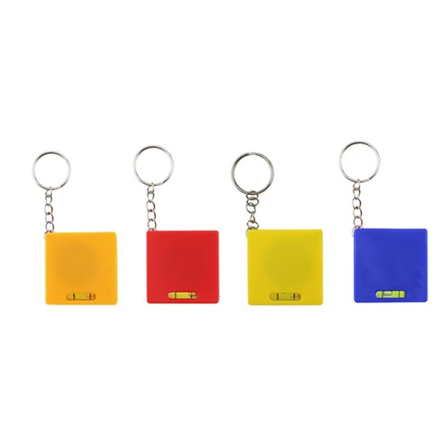 1M Square Tape Measure Keychain with Level