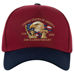 5 Panel Colorblock Cotton Structured Baseball Cap – USA 250th Anniversary Edition
