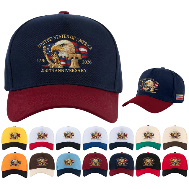 5 Panel Colorblock Cotton Structured Baseball Cap – USA 250th Anniversary Edition