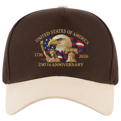5 Panel Colorblock Cotton Structured Baseball Cap – USA 250th Anniversary Edition