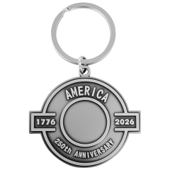 America's 250th Anniversary Round Antique Silver Keychain