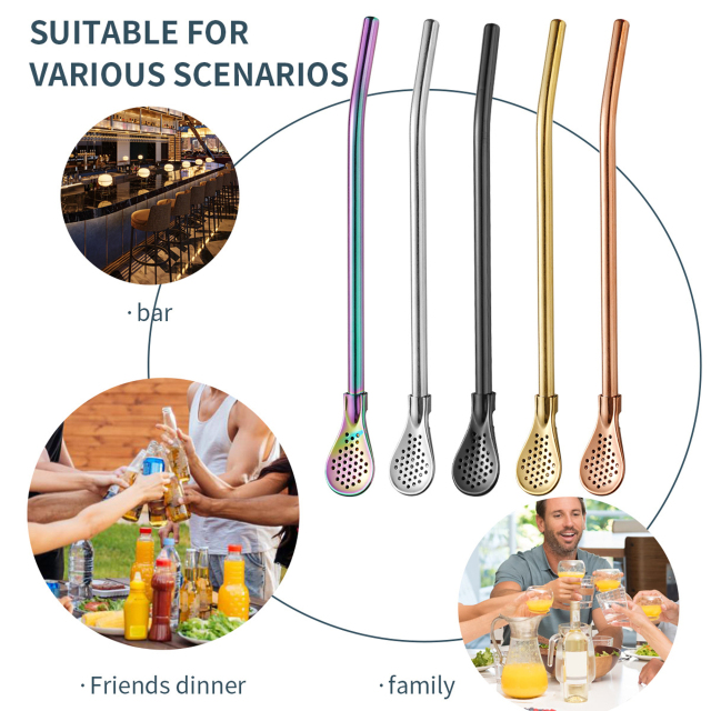 Stainless Steel Ice Cube Tongs W/ Straw Set