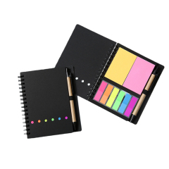 A6 Spiral Notebook and Pen Set with Sticky Notes