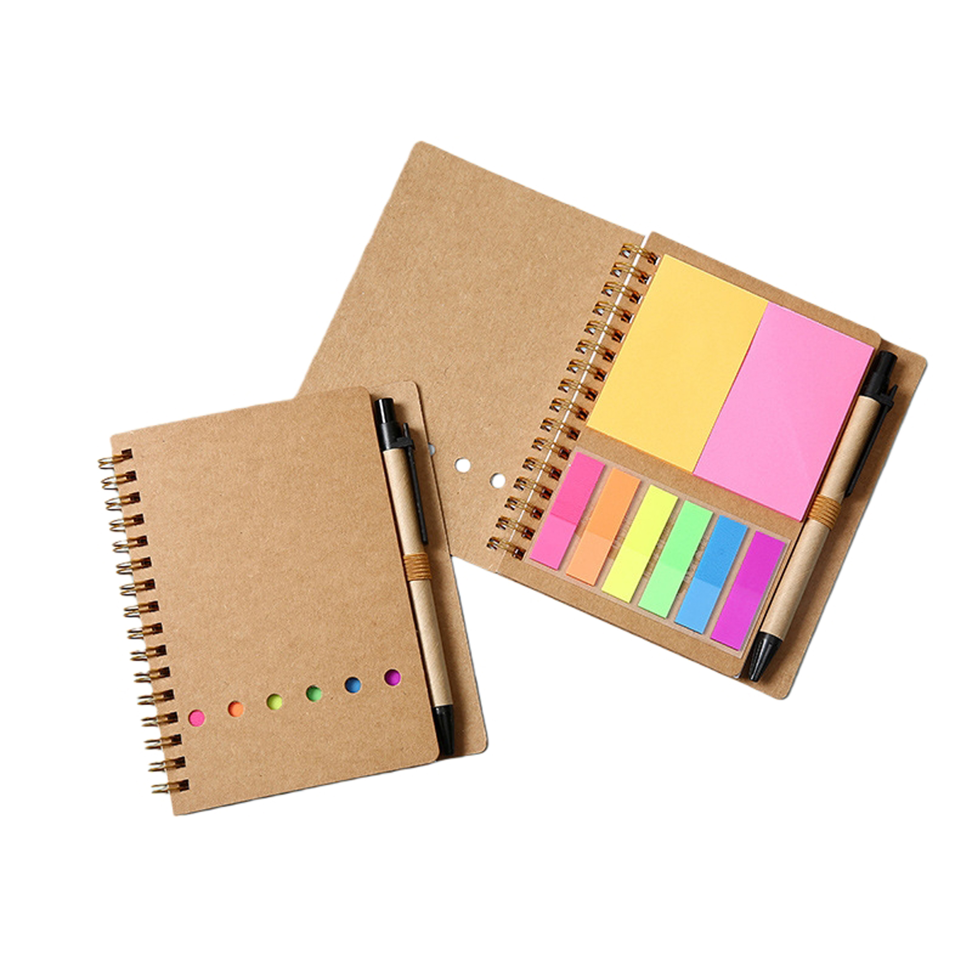 A6 Spiral Notebook and Pen Set with Sticky Notes